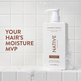 Native Coconut & Vanilla Shampoo bottle with label