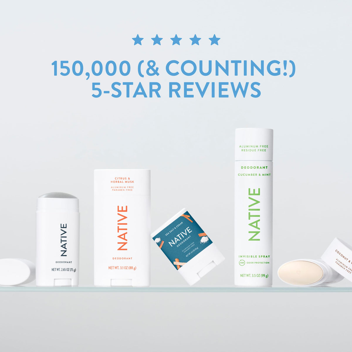 Native Deodorant 72-Hour Odor Control in bathroom