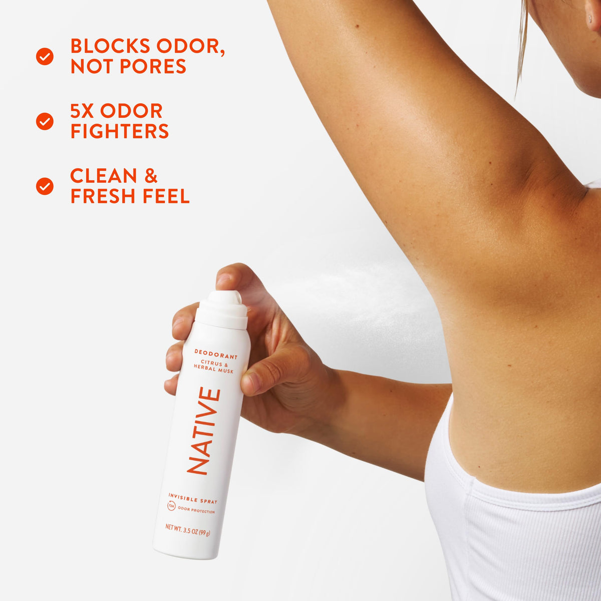 Native Deodorant & Body Spray Citrus & Herbal Musk in use