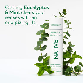 Native Deodorant & Body Spray Eucalyptus & Mint bottle side view