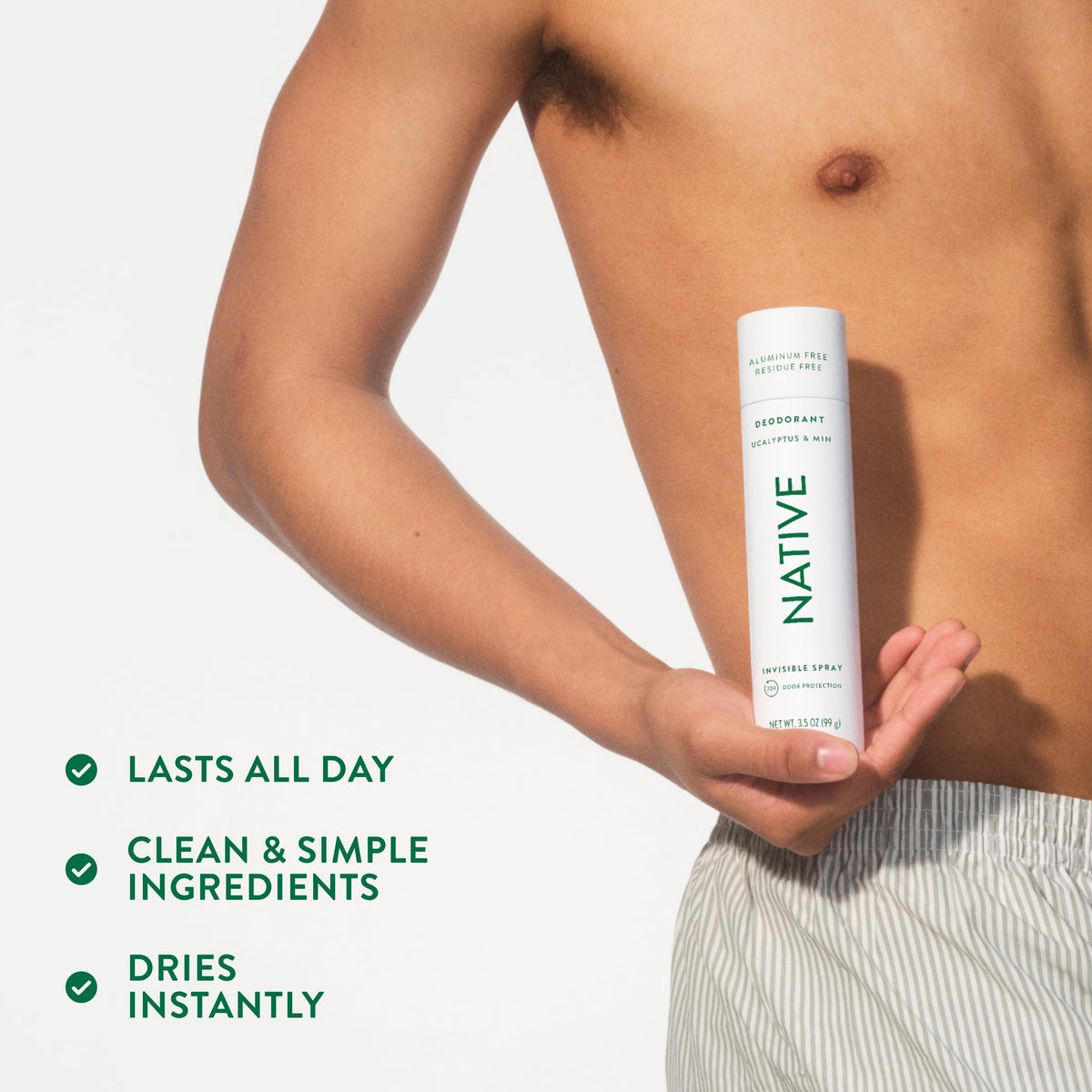 Native Deodorant & Body Spray Eucalyptus & Mint texture on hand