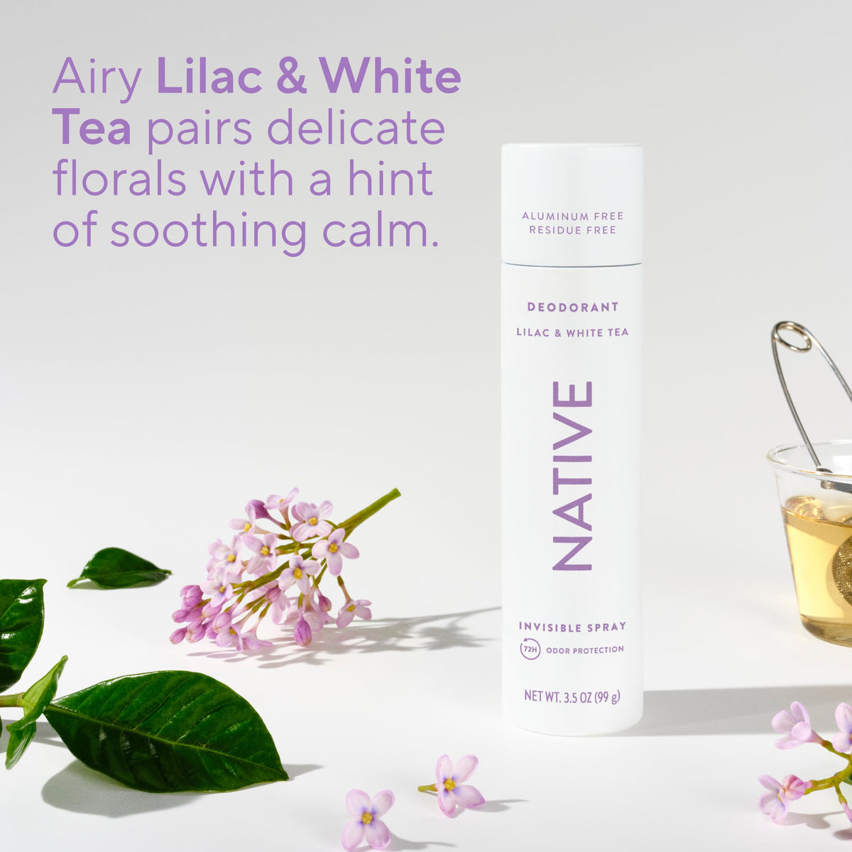 Native Deodorant & Body Spray Lilac & White Tea packaging