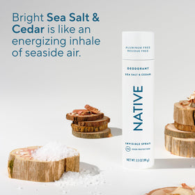 Native Deodorant & Body Spray Sea Salt & Cedar in use