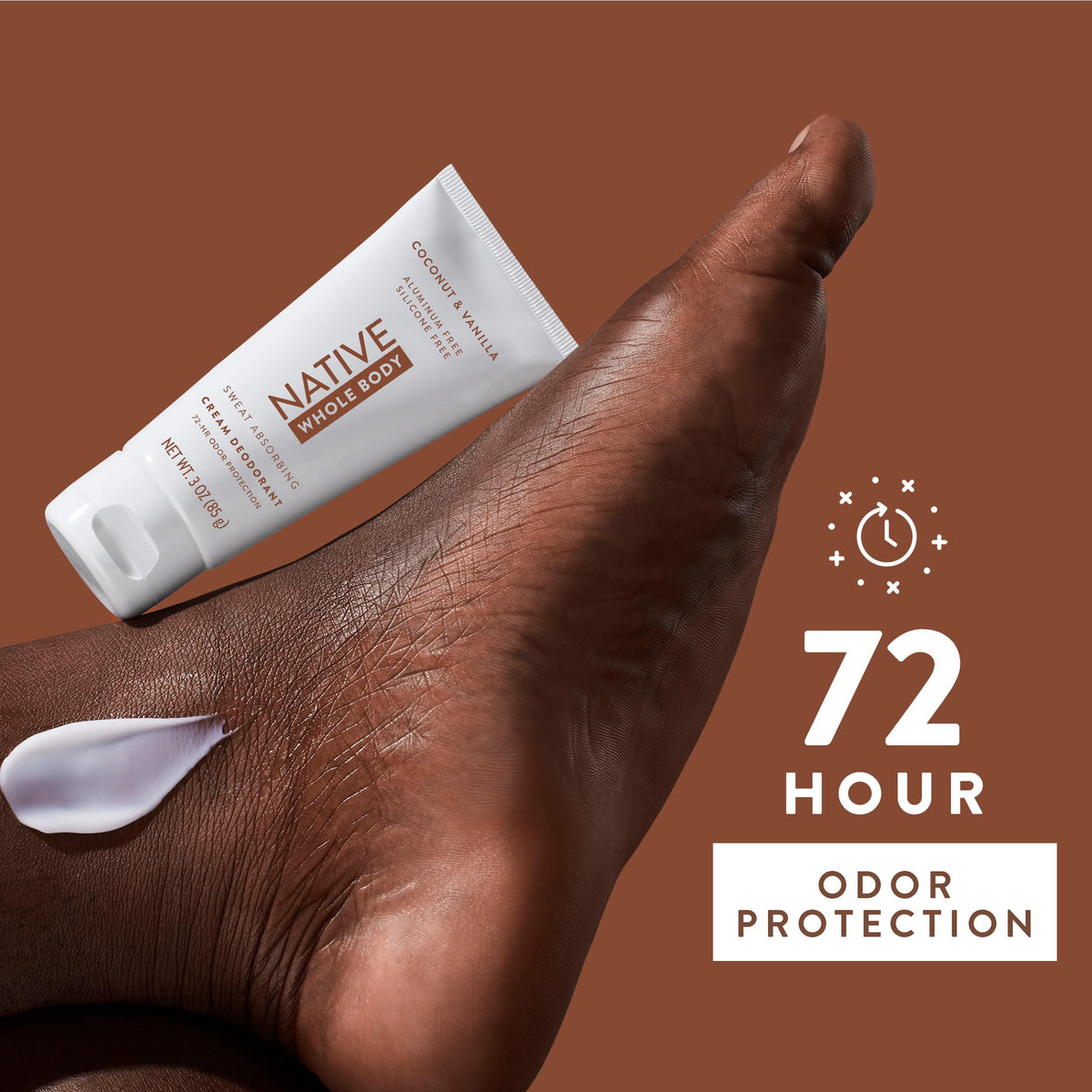 Native deodorant cream application on skin