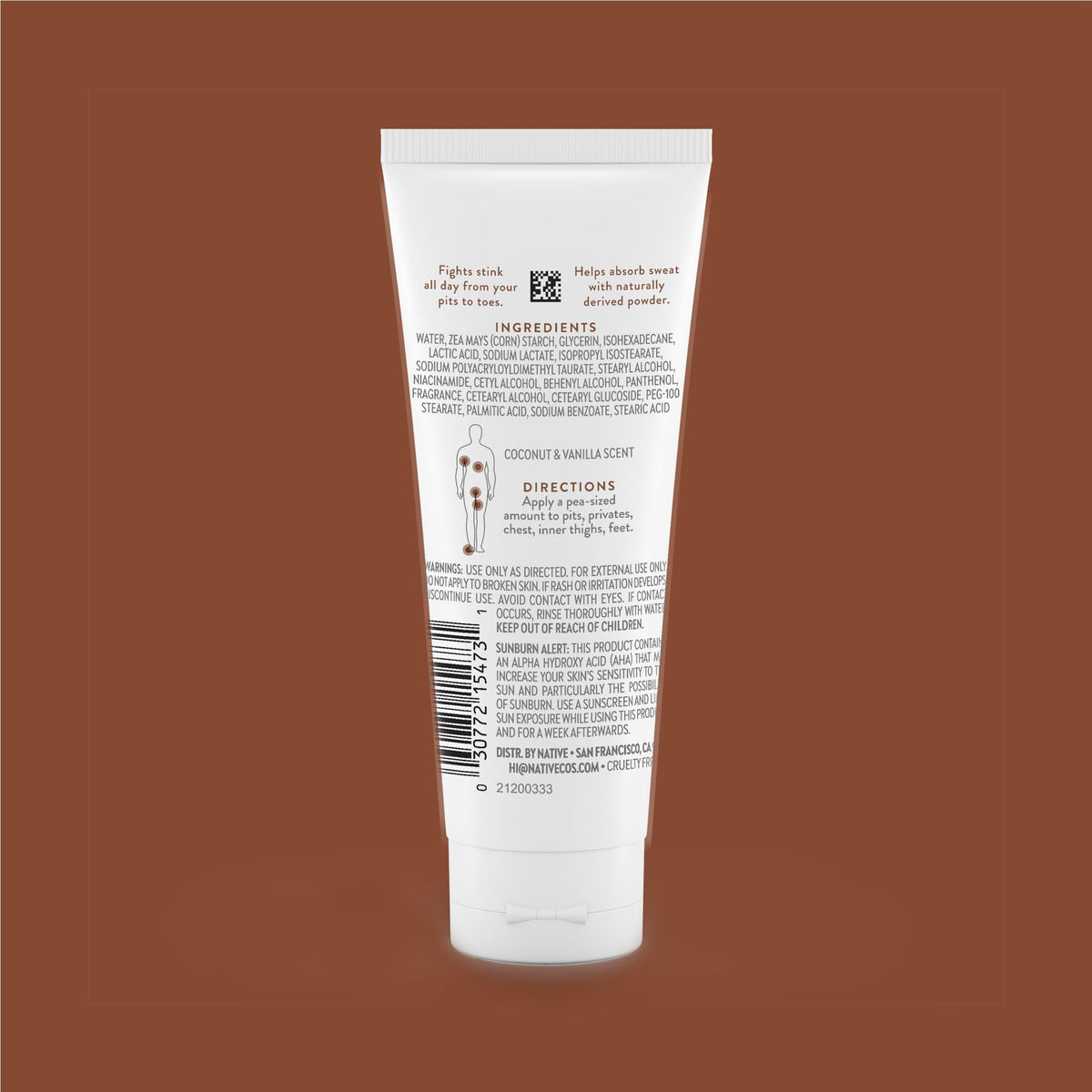 Native deodorant cream showing packaging and label