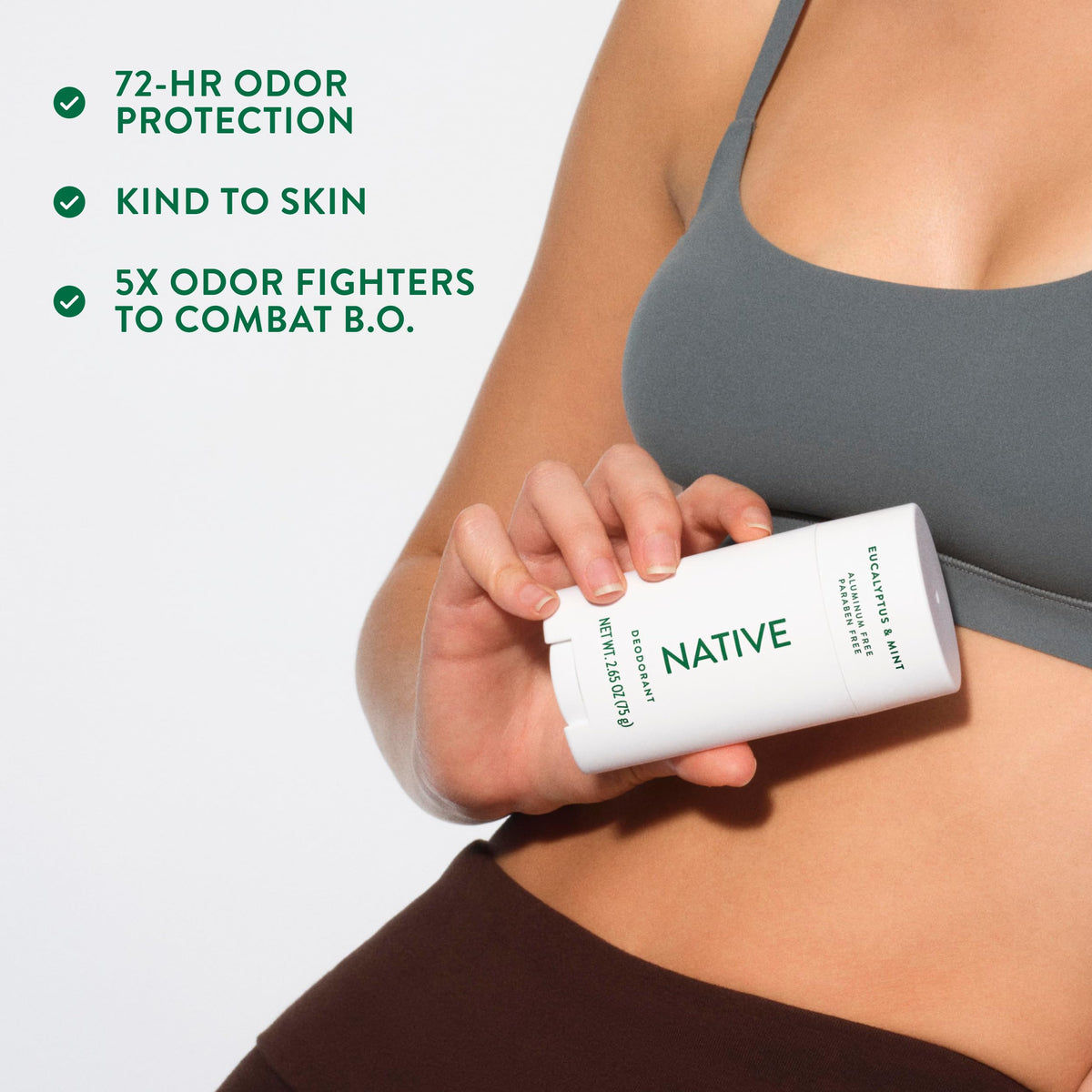 Native Deodorant Eucalyptus & Mint being applied on skin