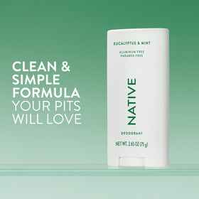 Native Deodorant Eucalyptus & Mint stick open showing product