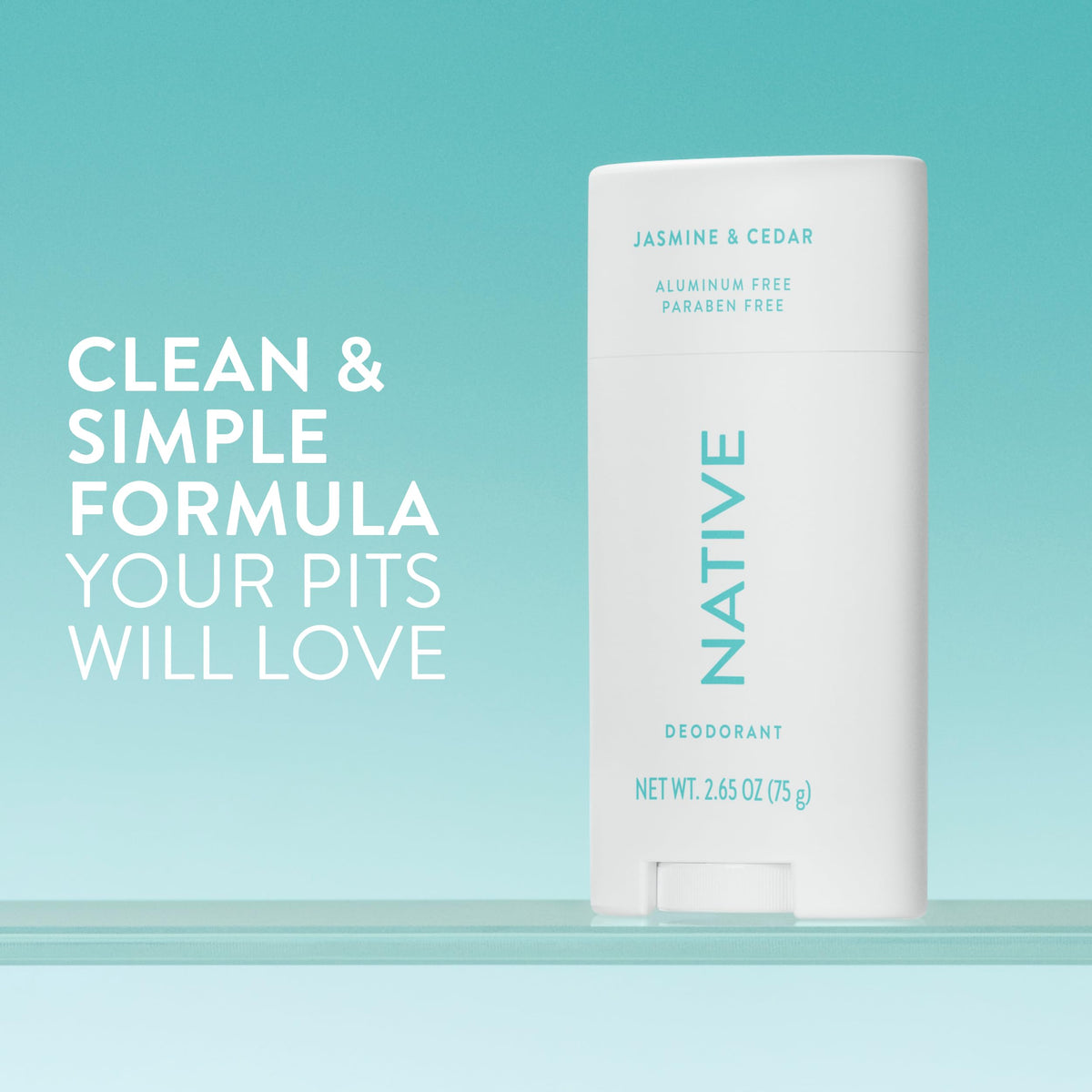 Native Deodorant Jasmine & Cedar stick open showing product