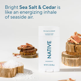 Native deodorant Sea Salt & Cedar scent description
