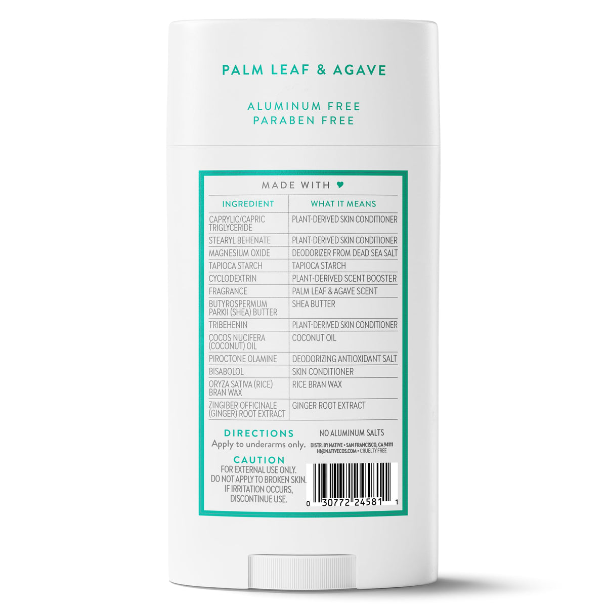 Native deodorant stick alongside other personal care products