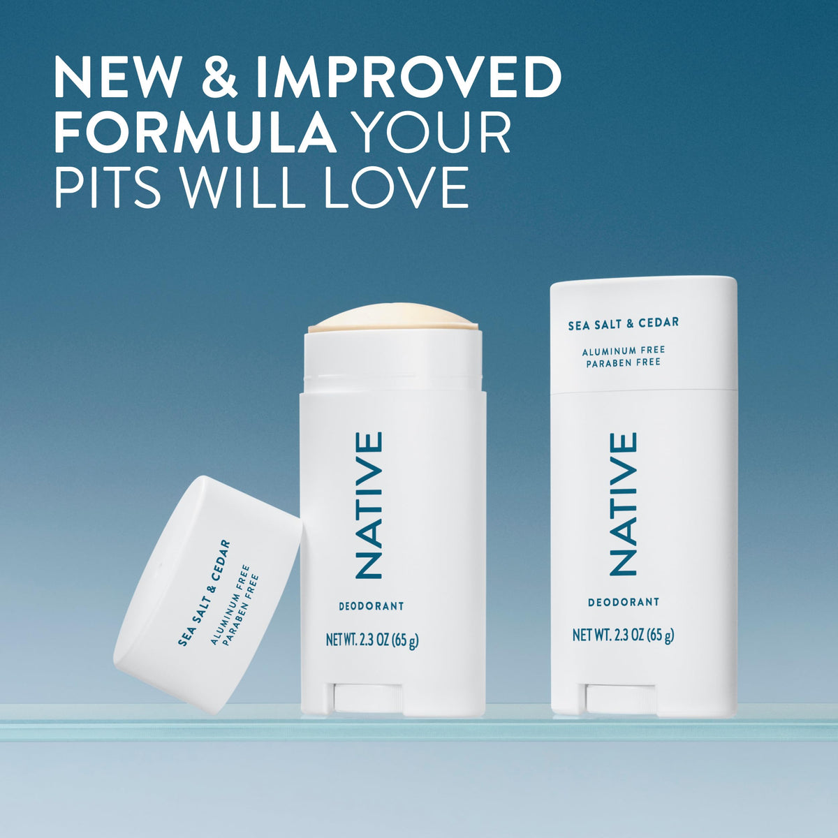 Native Deodorant stick displaying smooth glide texture