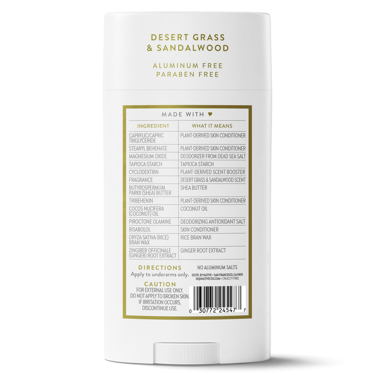 Native Deodorant stick on a countertop with natural elements