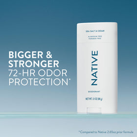 Native deodorant stick Sea Salt & Cedar side view