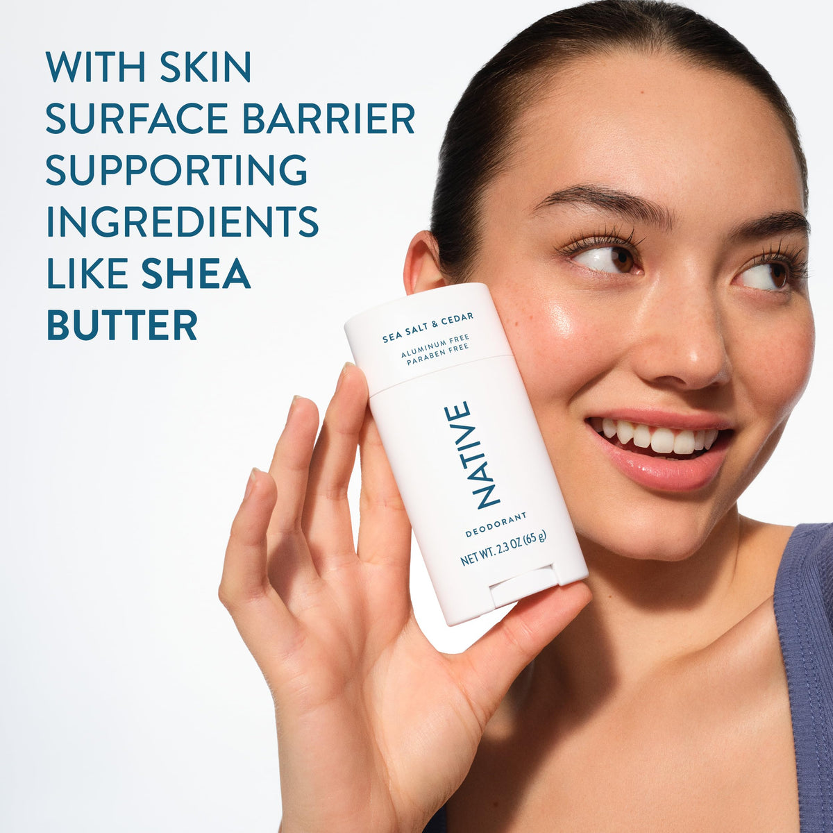 Native Deodorant stick showing clear application