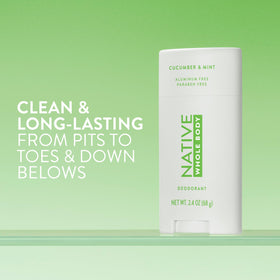 Native deodorant stick showing twist-up mechanism