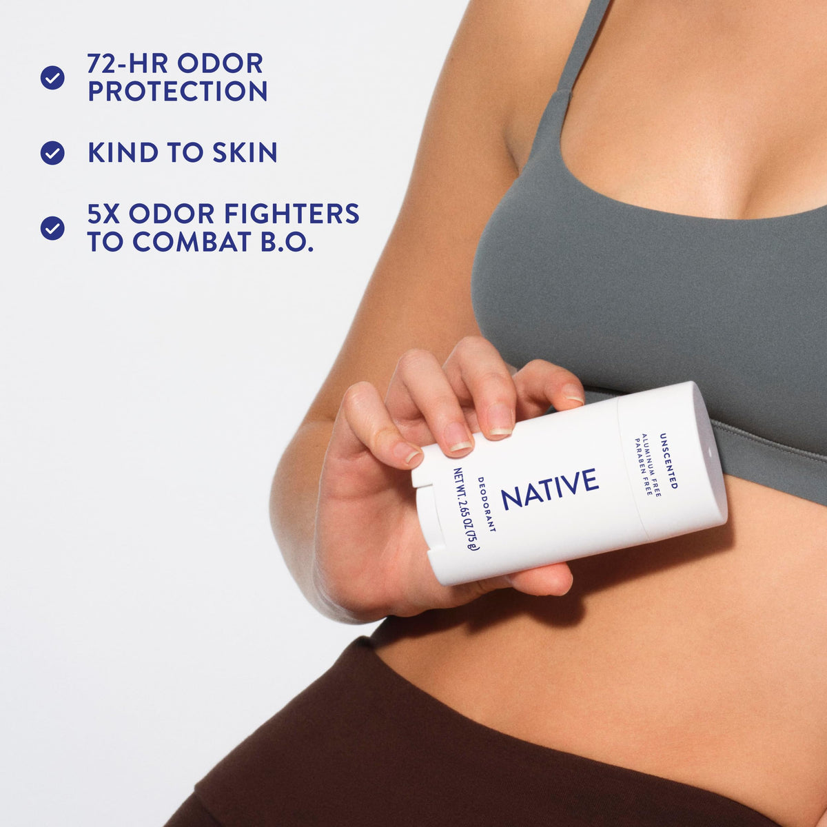 Native Deodorant Unscented 72-Hour Odor Control stick in lifestyle scene