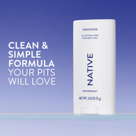 Native Deodorant Unscented 72-Hour Odor Control stick side view