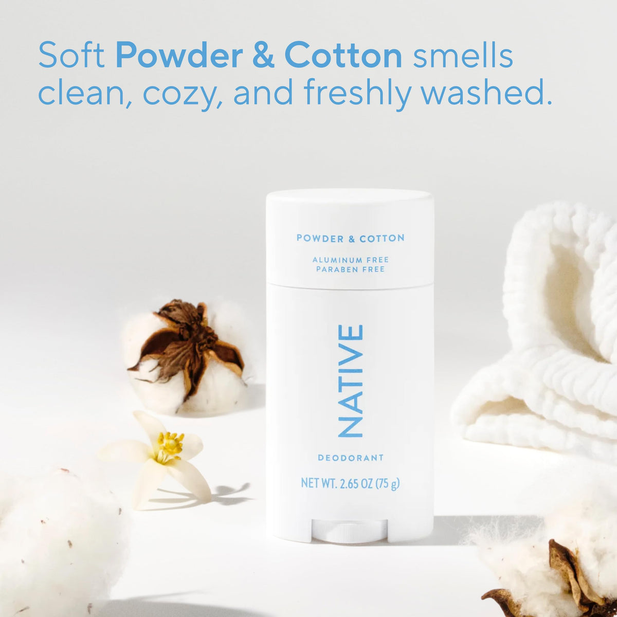 Native Deodorant with soft powder and cotton scent