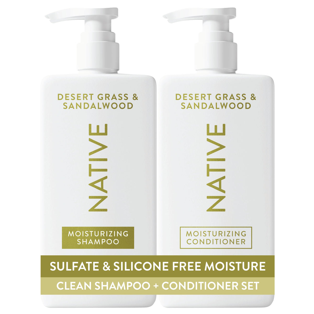 Native Desert Grass & Sandalwood Shampoo and Conditioner front view