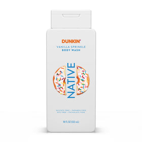 Native Dunkin Vanilla Sprinkle Body Wash front view, 18 oz