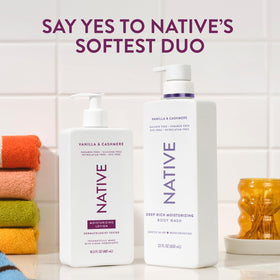 Native lotion with natural ingredients display