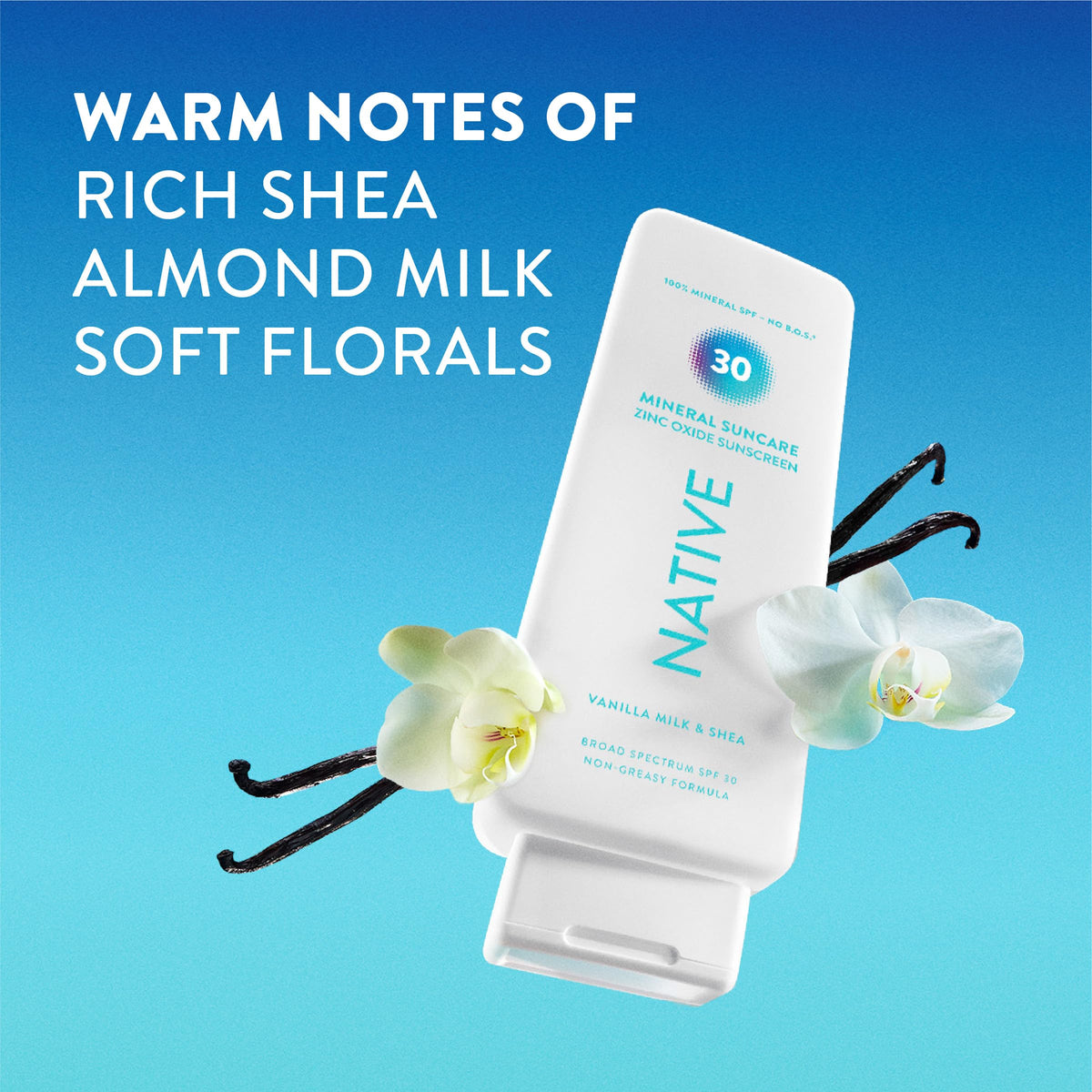 Native Mineral Sunscreen Lotion SPF 30, Vanilla Milk & Shea, application on skin