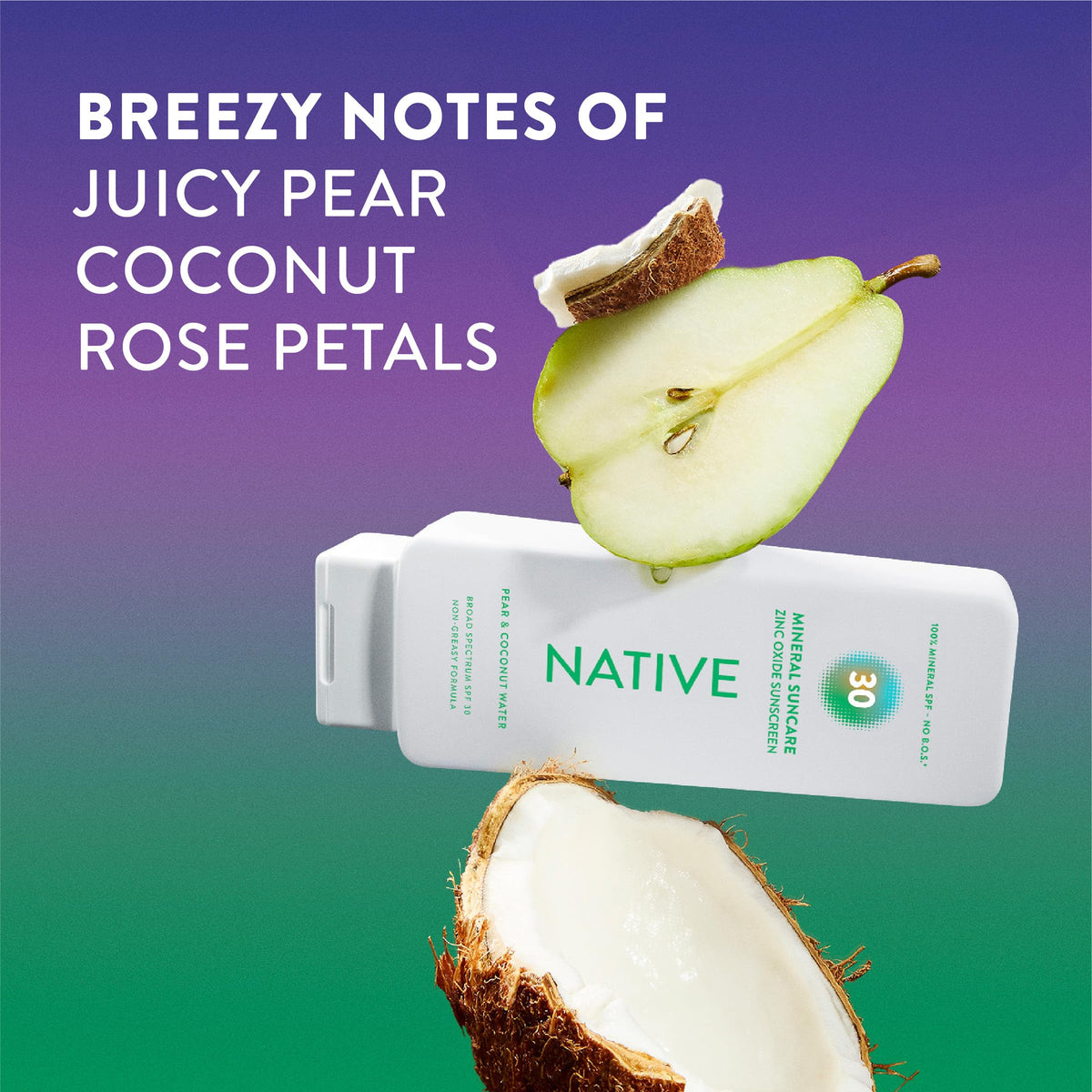 Native Mineral Sunscreen Lotion SPF 30 with packaging on a beach