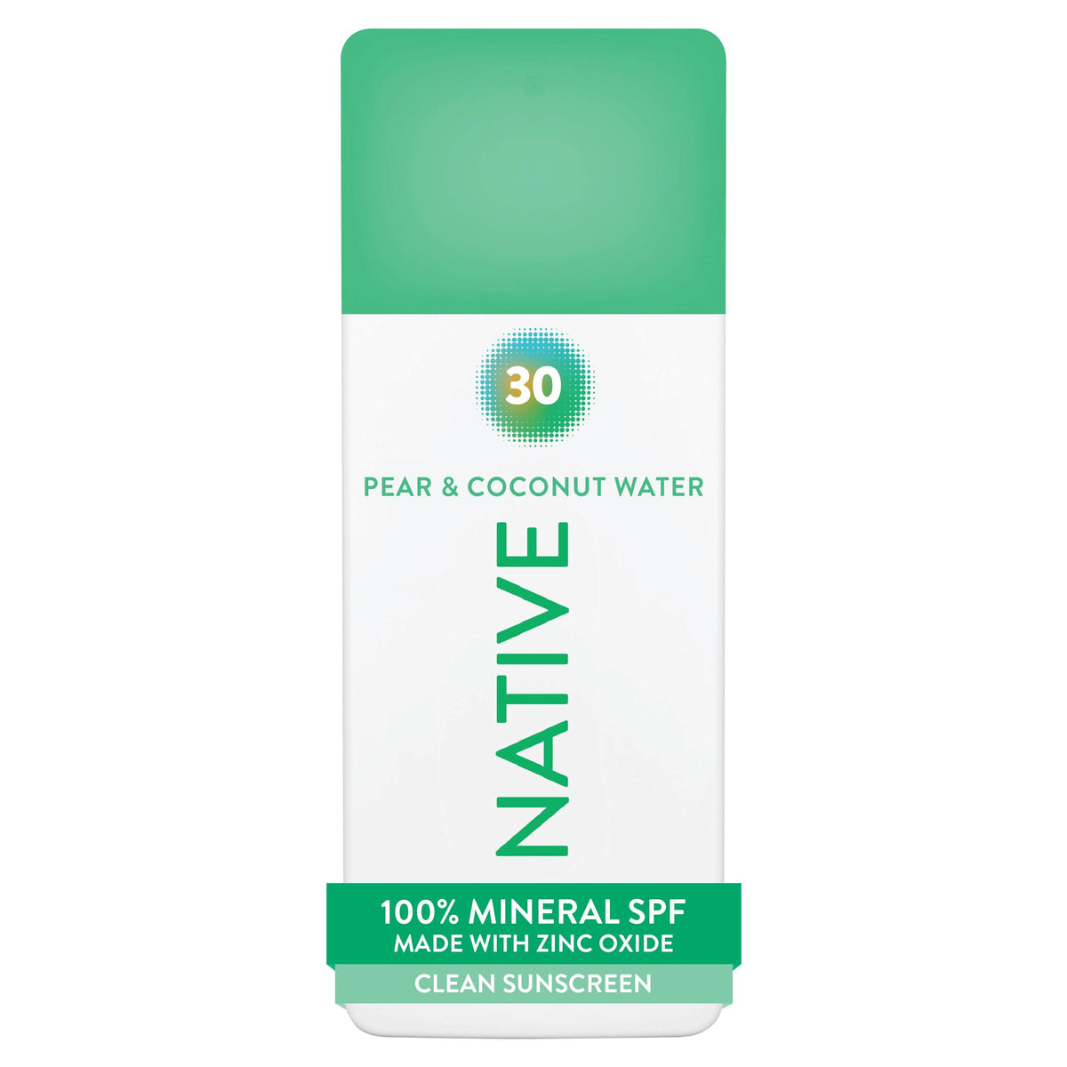 Native Mineral Sunscreen Spray SPF 30 front view with Pear & Coconut Water scent