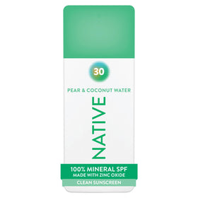 Native Mineral Sunscreen Spray SPF 30 front view with Pear & Coconut Water scent