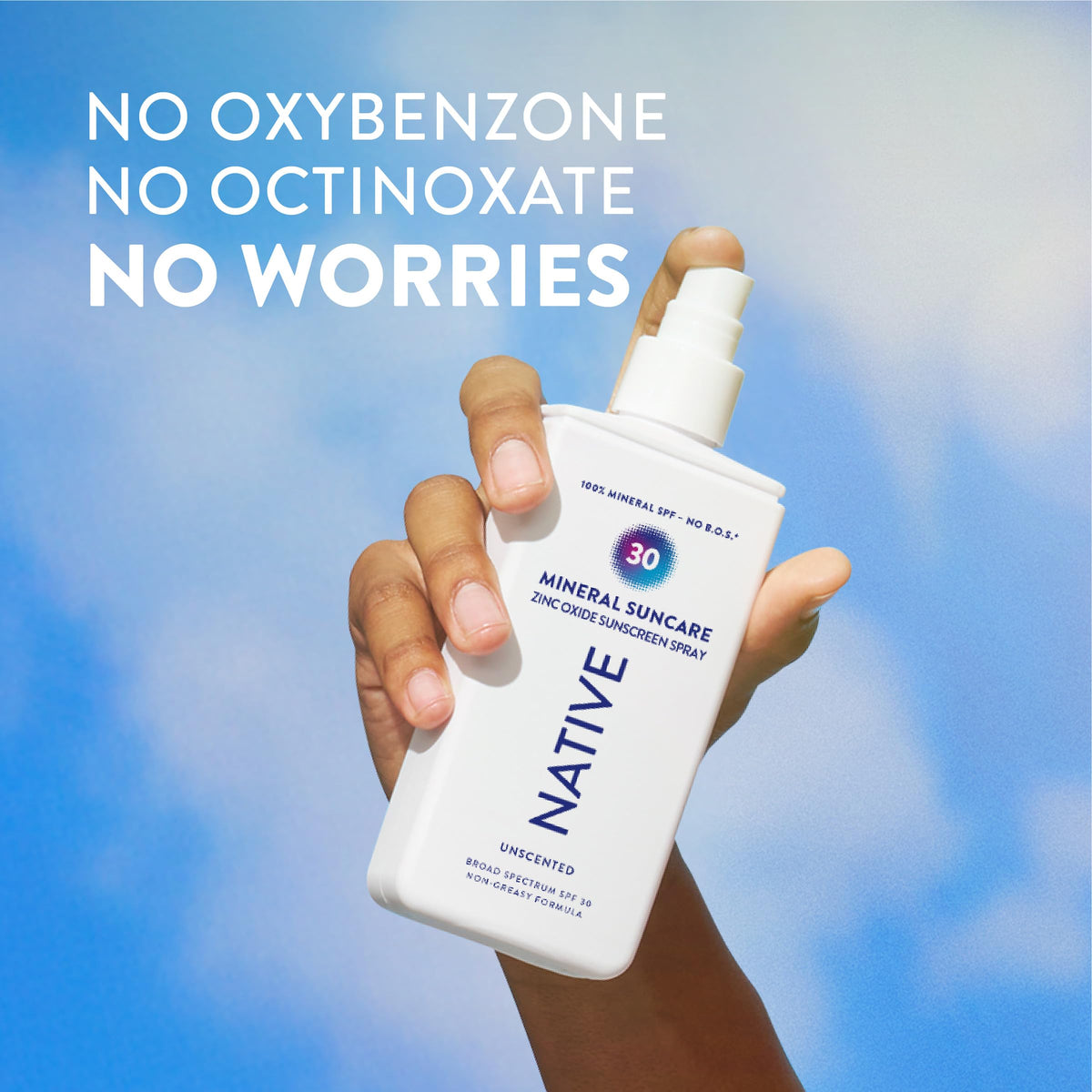 Native Mineral Sunscreen Spray SPF 30, Unscented, 7 oz side view