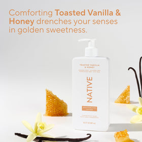 Native Moisturizing Body Lotion in a lifestyle setting on a bathroom counter