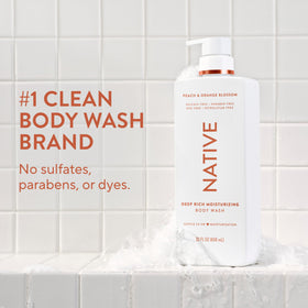 Native Moisturizing Body Wash 22 fl oz back view showing ingredients