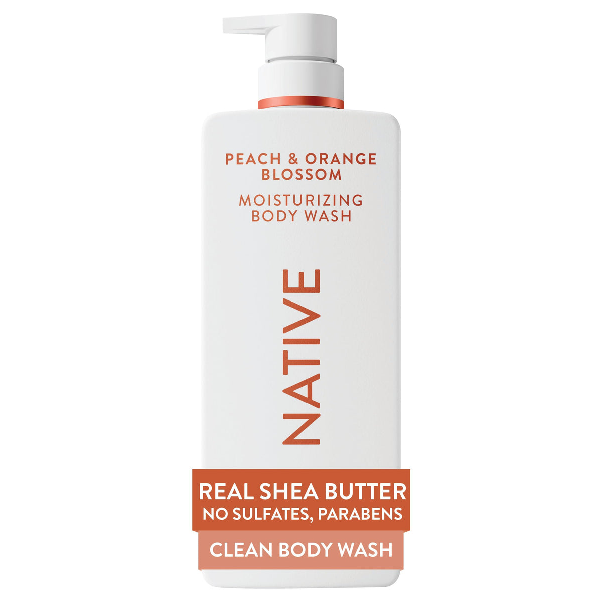 Native Moisturizing Body Wash 22 fl oz front view with peach and orange blossom scent