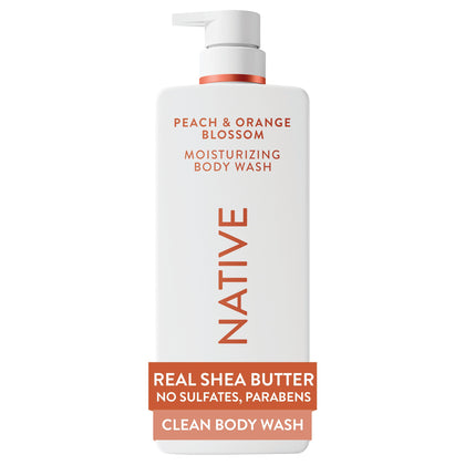 Native Moisturizing Body Wash 22 fl oz front view with peach and orange blossom scent