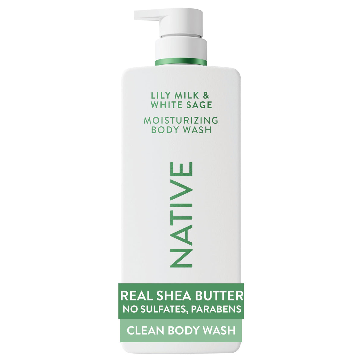 Native Moisturizing Body Wash 22 fl oz front view with shea butter