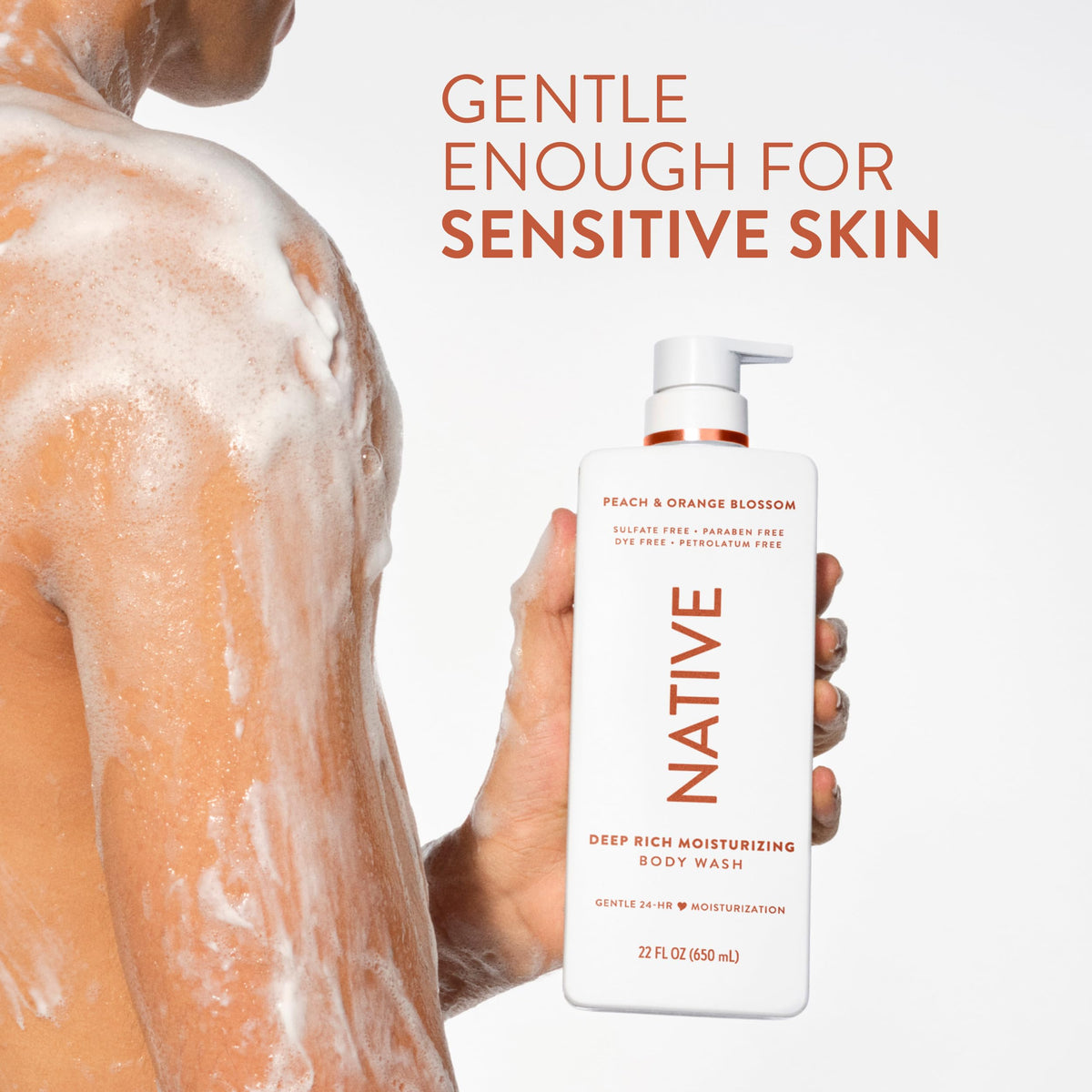 Native Moisturizing Body Wash 22 fl oz in bathroom setting