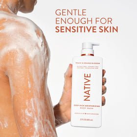 Native Moisturizing Body Wash 22 fl oz in bathroom setting
