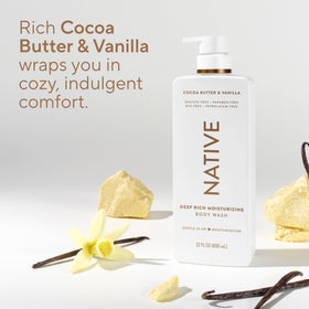 Native Moisturizing Body Wash 22 fl oz packaging on a countertop