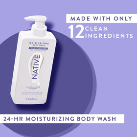 Native Moisturizing Body Wash in a bathroom setting