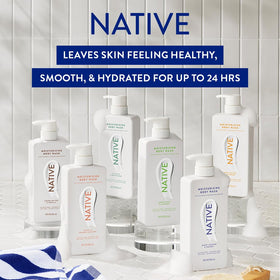 Native Moisturizing Body Wash on a shower shelf