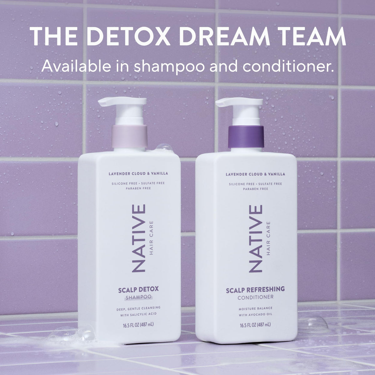 Native Scalp Refreshing Conditioner Lavender Cloud & Vanilla showing product dimensions