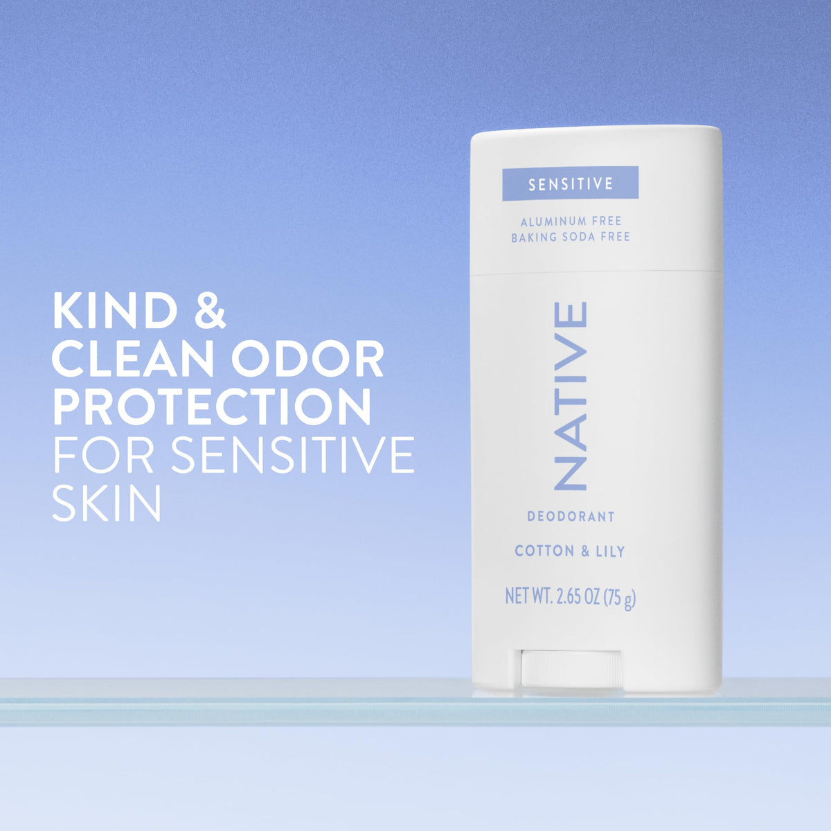 Native Sensitive Deodorant back view with ingredients