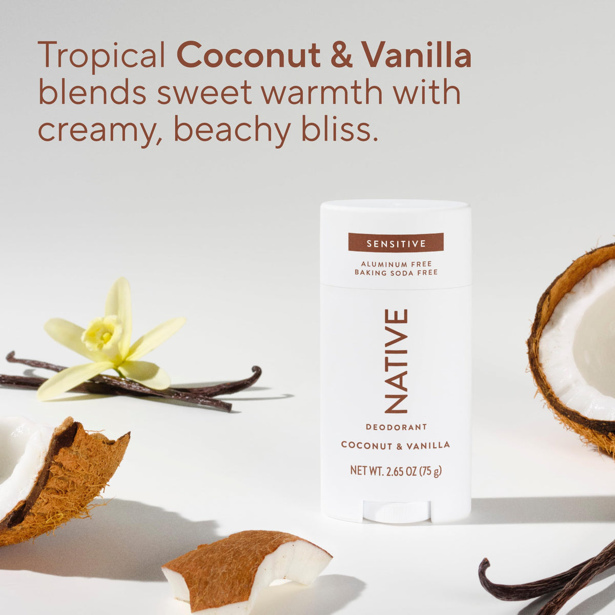 Native Sensitive Deodorant with ingredients like coconut oil and shea butter