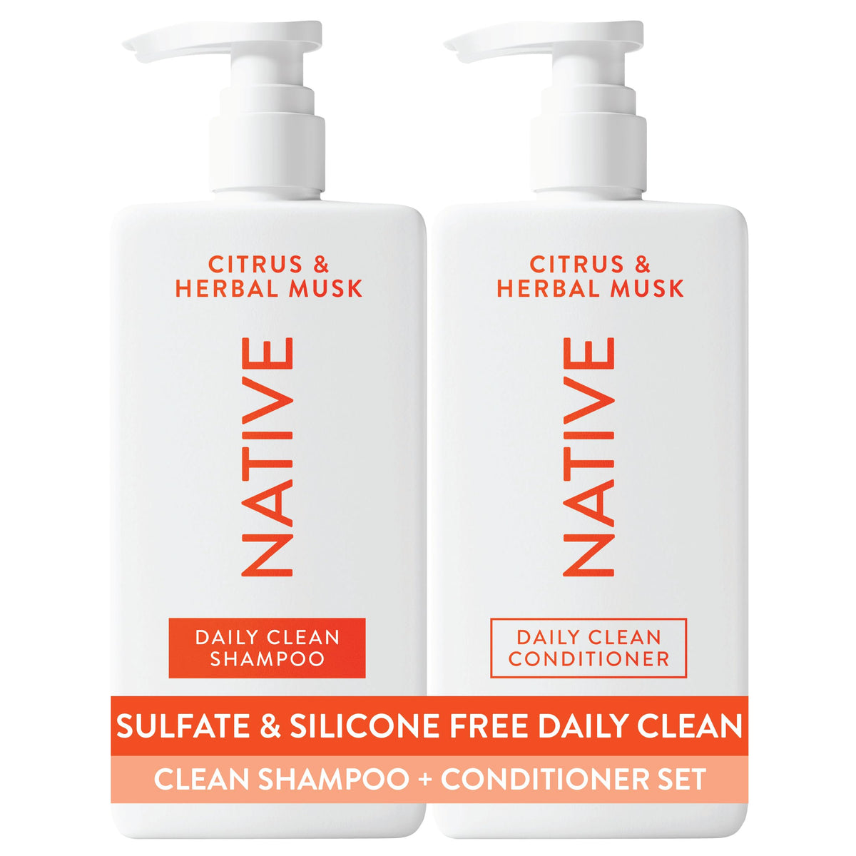 Native Shampoo and Conditioner Set front view with Citrus & Herbal Musk scent