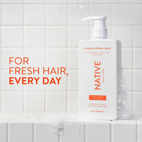 Native Shampoo bottle 16.5 fl oz with clear label