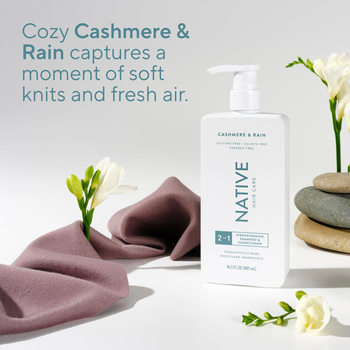 Native Strengthening 2-in-1 Shampoo & Conditioner in bathroom setting