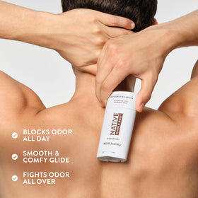Native Whole Body Deodorant Coconut & Vanilla on a bathroom counter