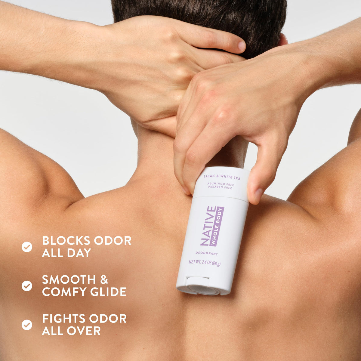 Native Whole Body Deodorant on a bathroom counter