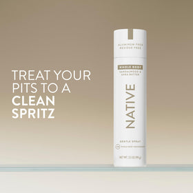 Native Whole Body Deodorant Spray back view showing ingredients