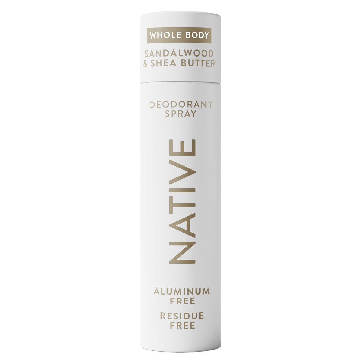 Native Whole Body Deodorant Spray front view with sandalwood scent